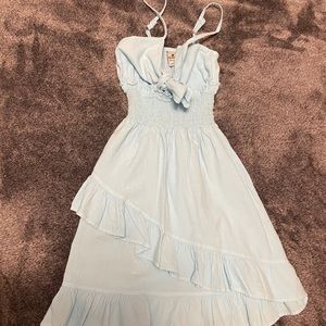 Blanco By Nature, Eco Friendly-  “49028 Blue Front Tie Dress”